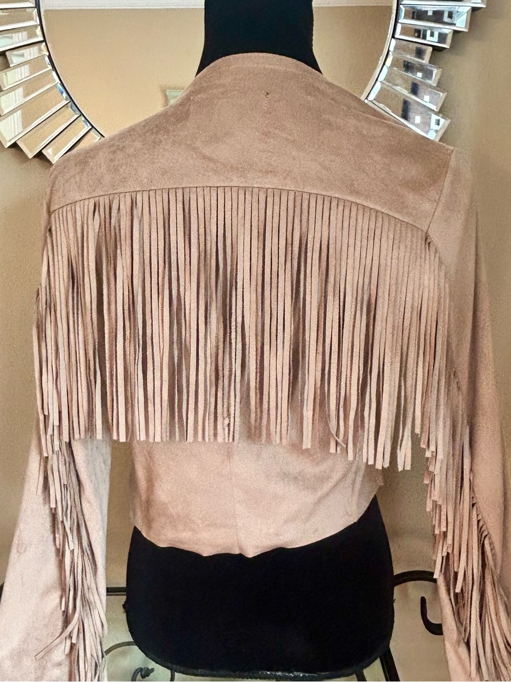 Forever 21 Taupe Fringe Suede-Style Women's Jacket